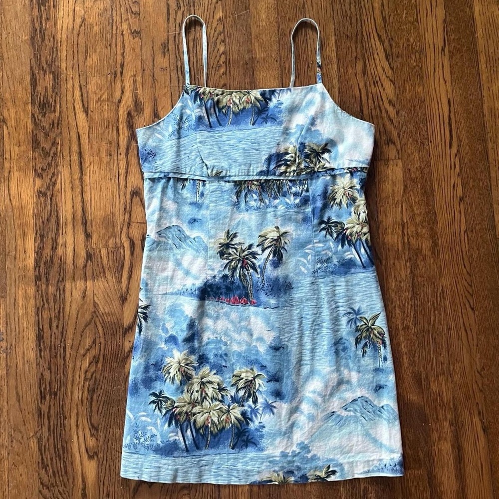 Y2K Hawaiian Tropical Print Summer Floral Cami Mini Dress w/ Adjustable Straps